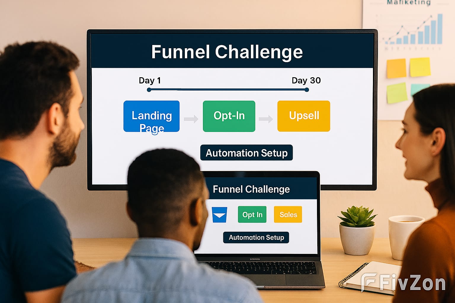 Entrepreneurs learning funnel mastery during the One Funnel Away Challenge